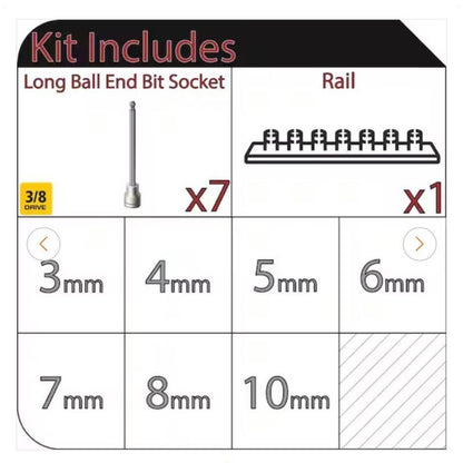 Husky 6-Piece Ball End Hex Bit Socket Set Metric 3-10mm Durable