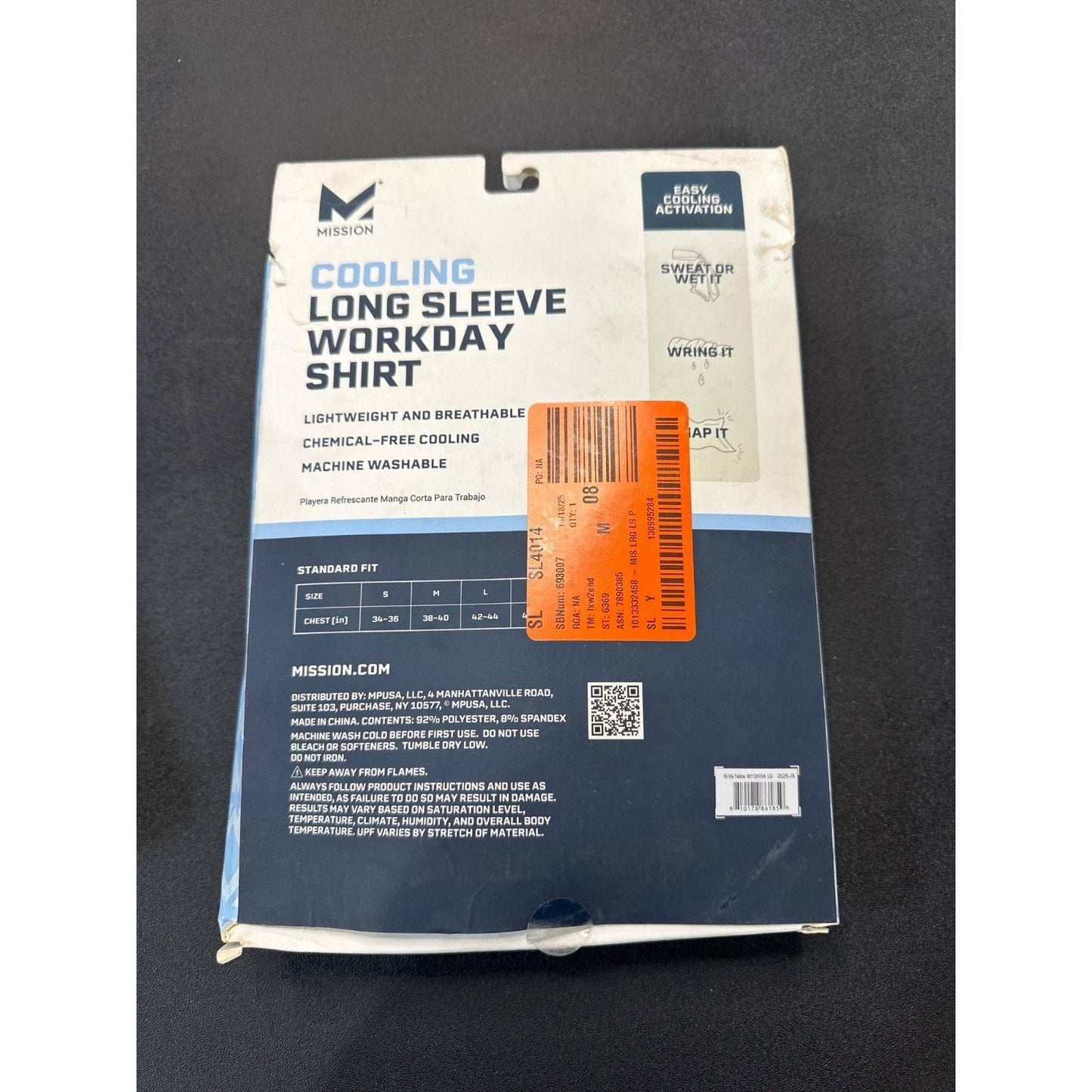 Mission Hi-Vis Yellow Cooling Long Sleeve Lightweight Shirt L