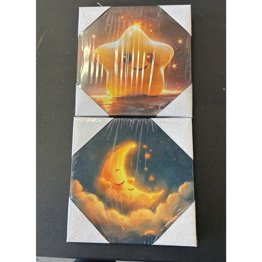 8x8 LED wall art moon and star set home decor