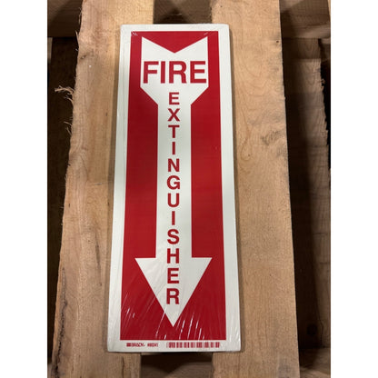 10 pack 14"x5" Glow-In-Dark Brady Fire Extinguisher Sign Red/White