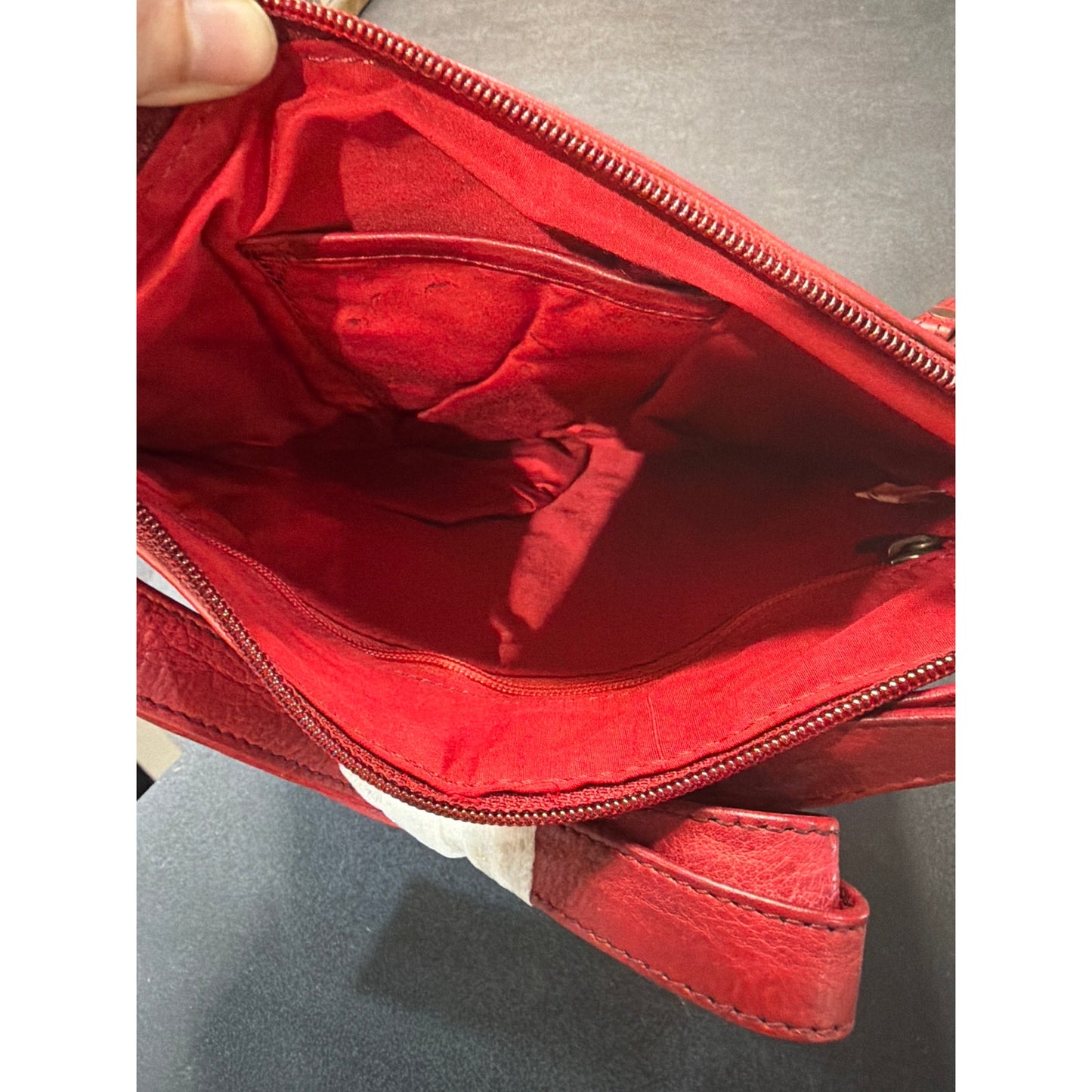 oak leather red bag