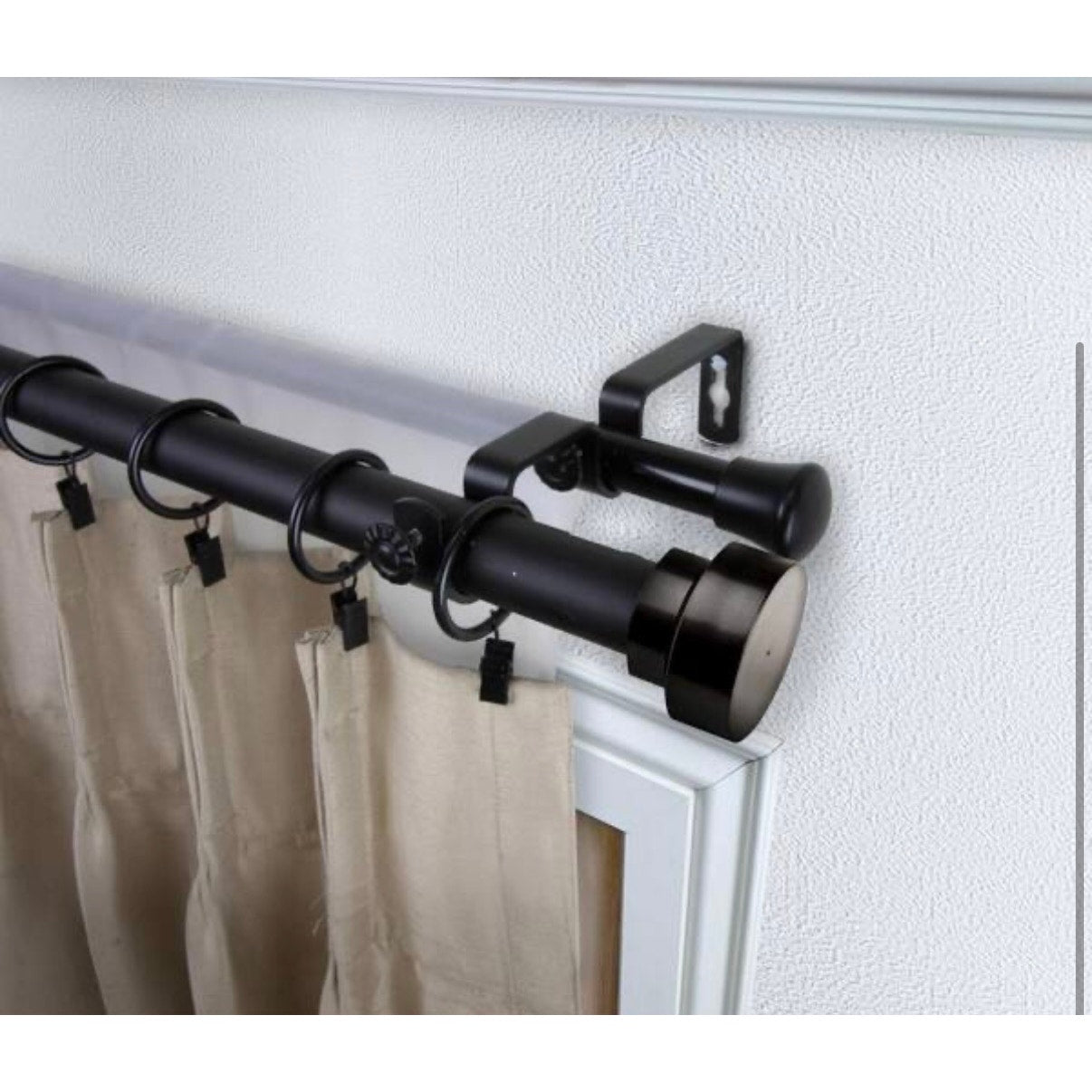 Rod Desyne Bonnett Double Curtain Rod Black 66 in to 120 in Window Rod New