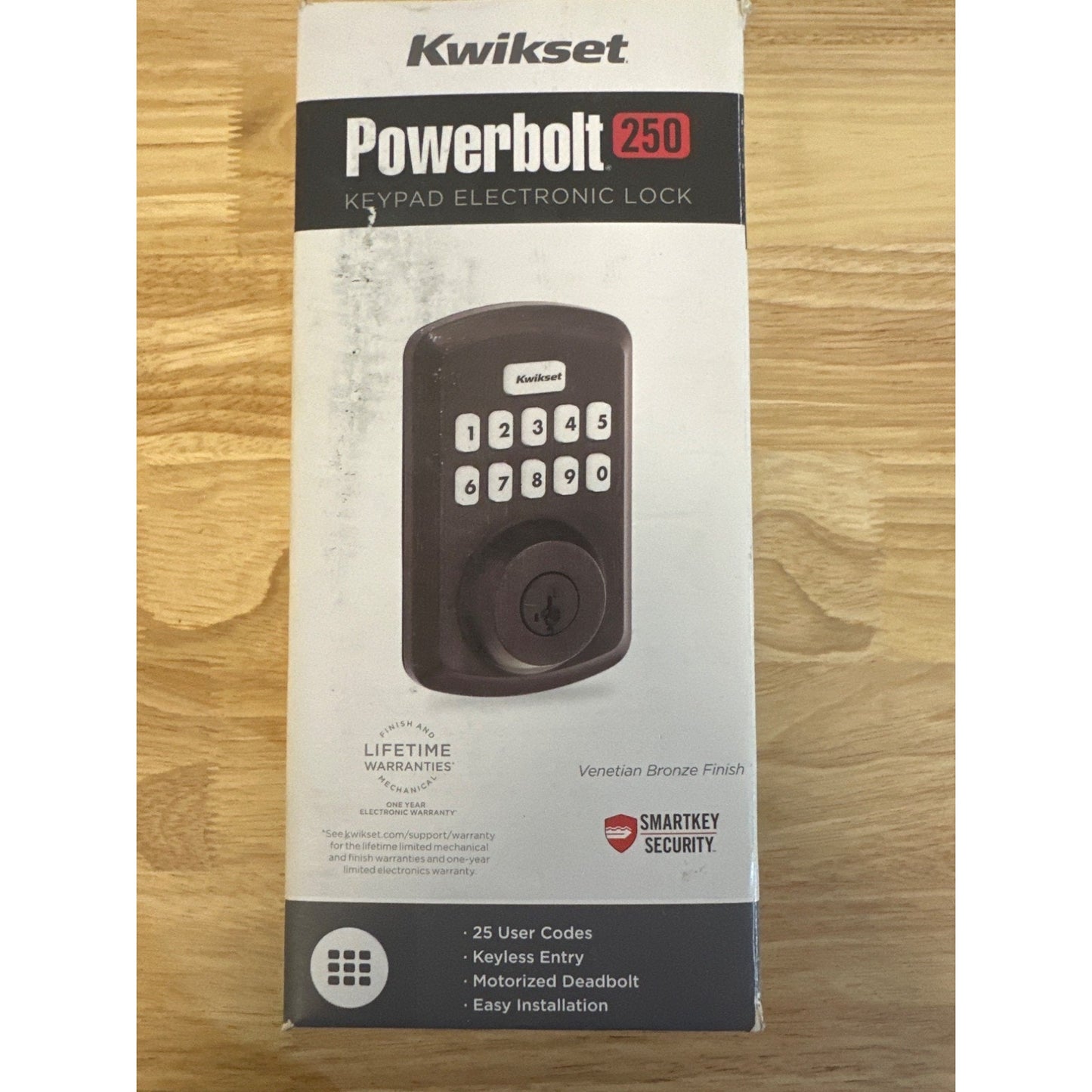 Kwikset Powerbolt 250 Keypad Electronic Lock Venetian Bronze