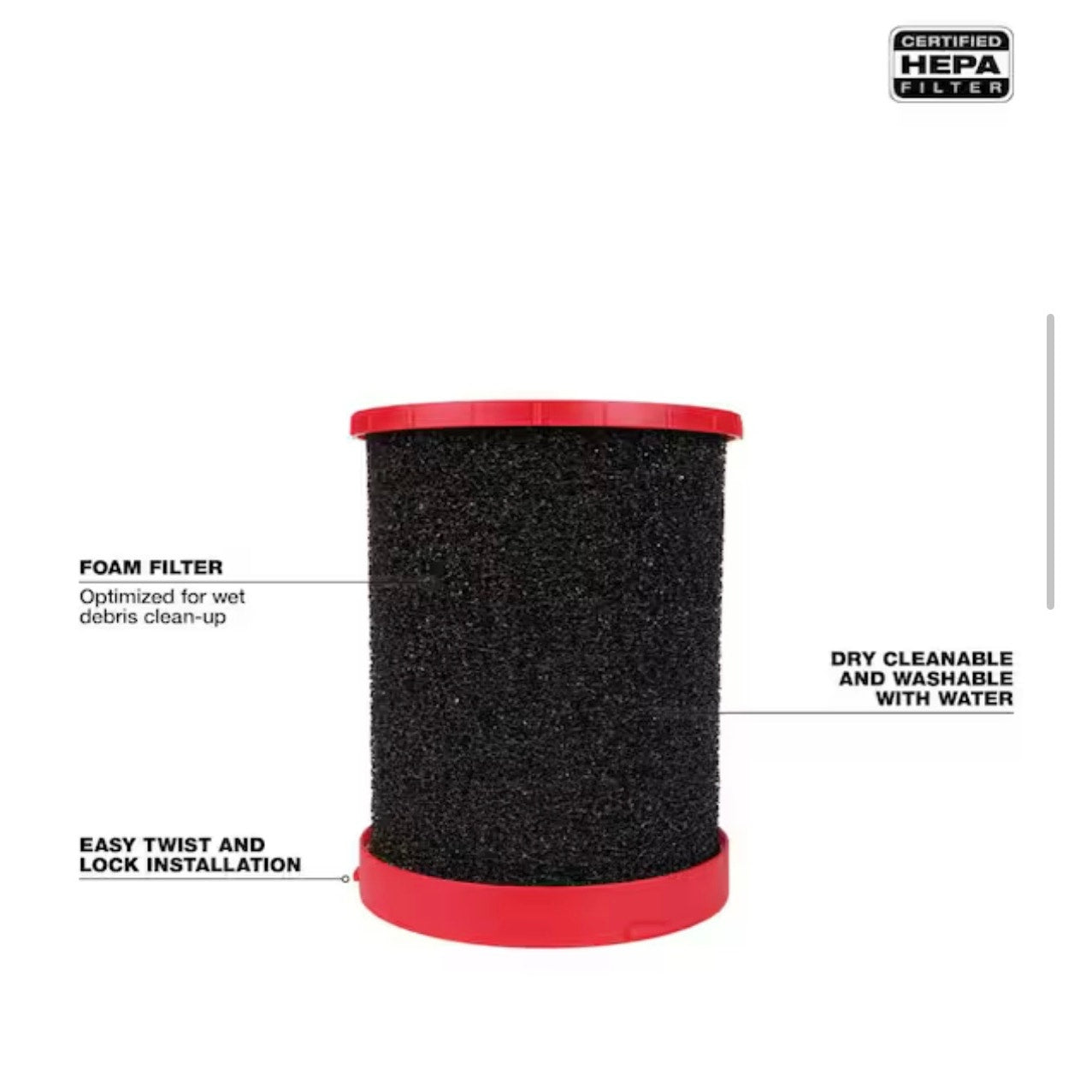 Milwaukee M18 M12 HEPA Wet Dry Vacuum Filter 2 Pack New 49-90-1900HW HEPA Foam Wet Filter Kit