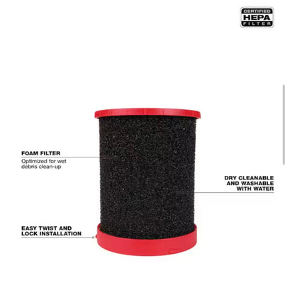 Milwaukee M18 M12 HEPA Wet Dry Vacuum Filter 2 Pack New 49-90-1900HW HEPA Foam Wet Filter Kit