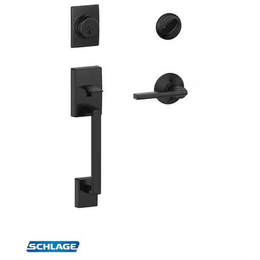 Schlage Century Handleset Latitude Lever Matte Black New
