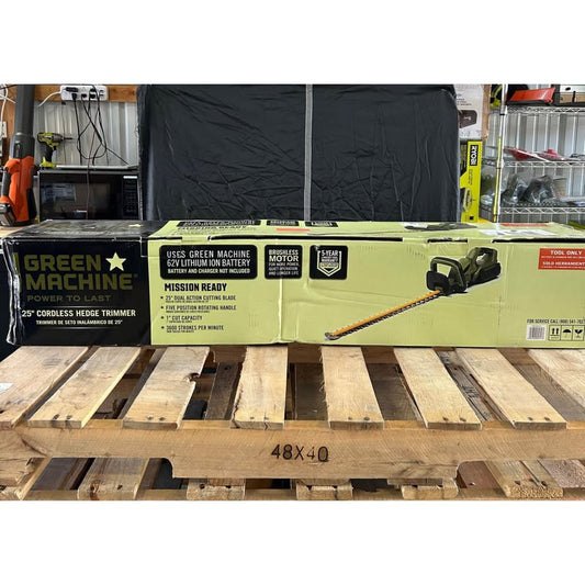 Green Machine 62V 25 in Cordless Hedge Trimmer Tool Only New