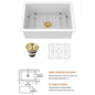 LORDEAR 24” Fireclay Undermount Kitchen Sink White w Grid + Strainer NEW