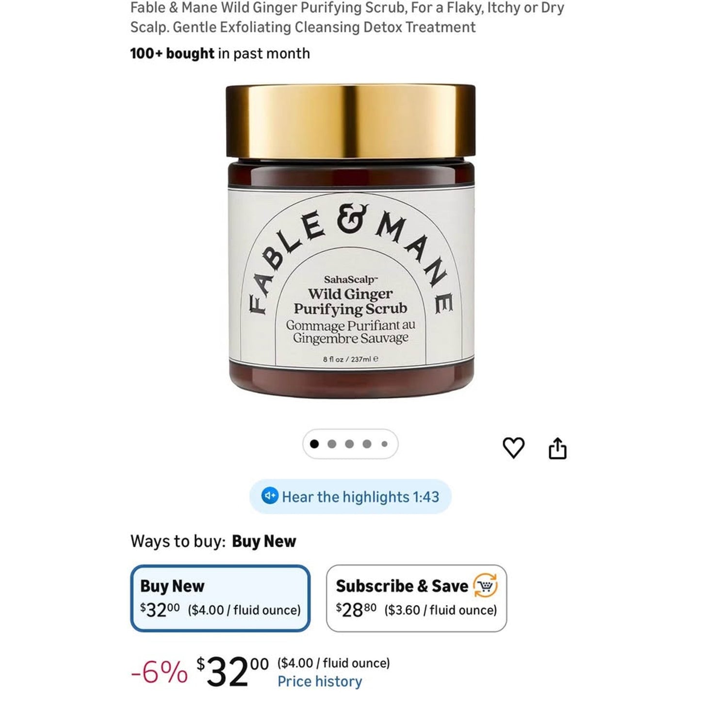 Fable & Mane wild ginger purifying scrub