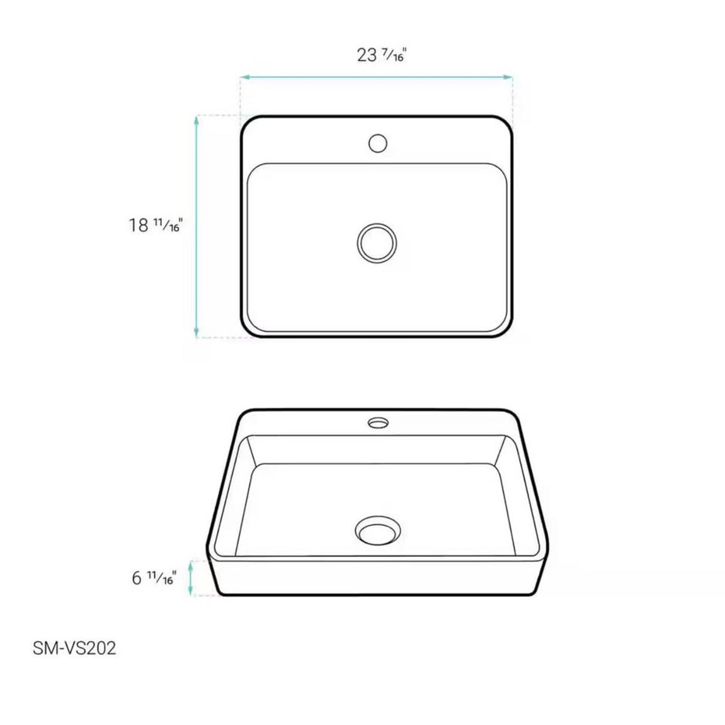 Swiss Madison Carre Rectangular Vessel Sink White (SM-VS202) – NEW