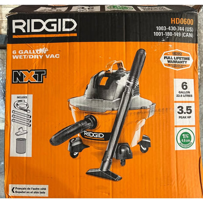 RIDGID 6 Gal. 3.5 Peak HP NXT Shop Vacuum Wet Dry Vac