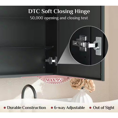 Black Rectangular Beveled Frameless Metal Black Surface Mount/Recessed Medicine Cabine