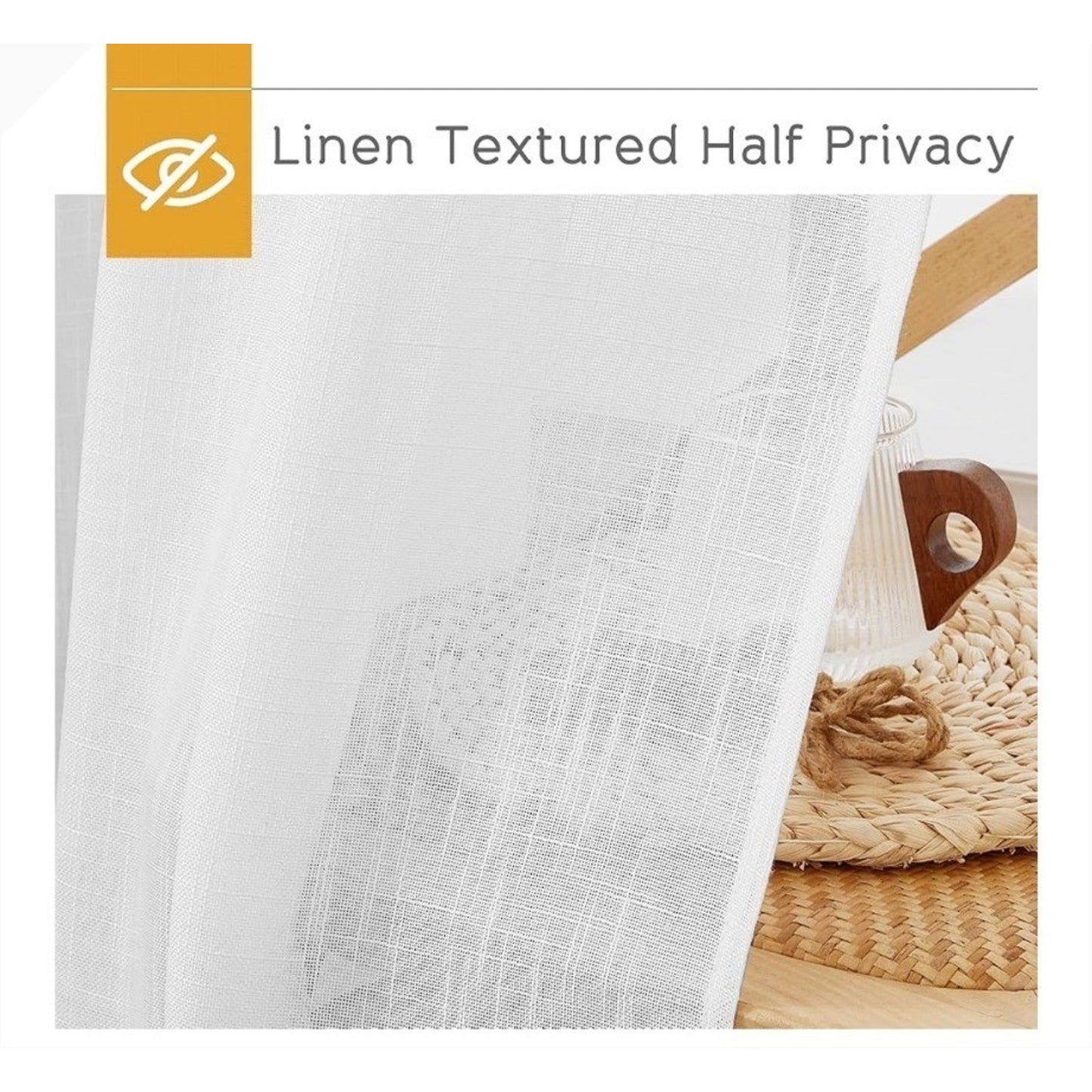 RYB HOME Sheer White Curtains 70x108 1 Pair
