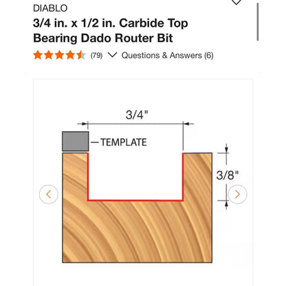Diablo 3/4 In. x 1/2 In. Carbide Dado Router Bit