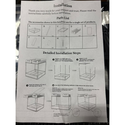 Adjustable Metal Shelf Organizer With Installation Guide & Hardware