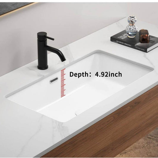 Cadeninc 27.56” x 15.75” Undermount Bathroom Sink White Ceramic (LQHE-6516) NEW