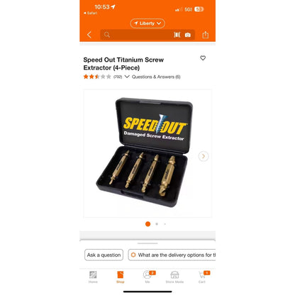 Speed Out Titanium Screw Extractor Set With Case (4-Piece)