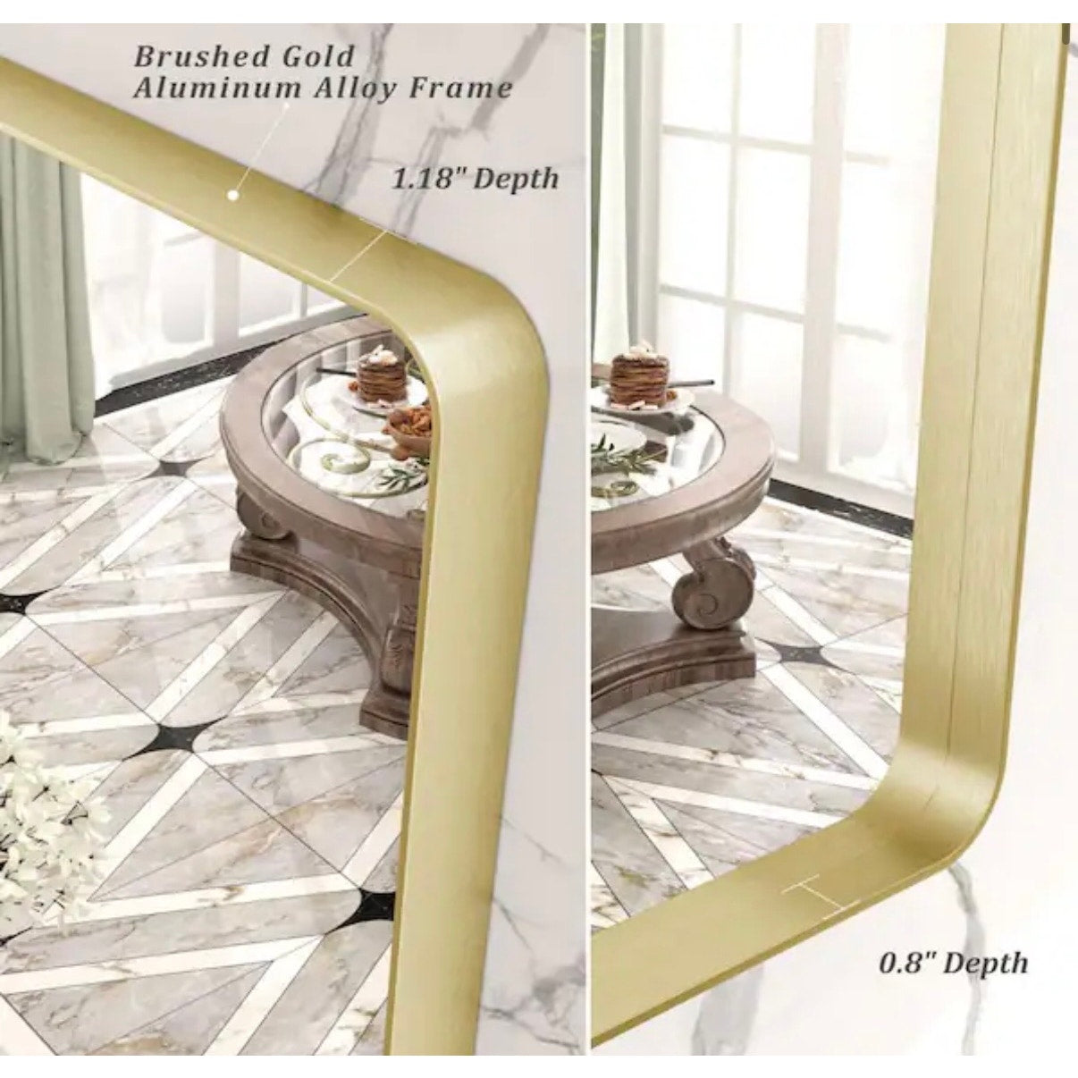 Apmir 20 x 28 Brushed Gold Bathroom Vanity Mirror Wall Mirror New