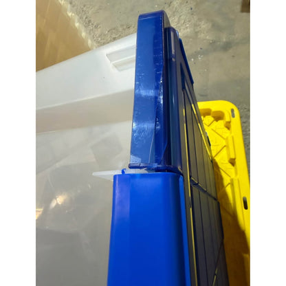 IRIS 15 Gal./60 Qt. Lockable Plastic Storage Tote, Clear with Blue Lid and Buckles