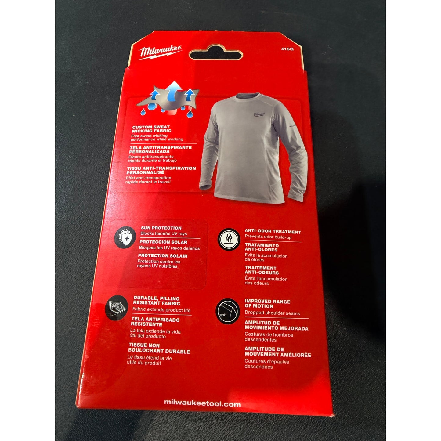 Milwaukee Men’s Large Gray WorkSkin Long Sleeve Performance Shirt New 415G-L Lightweight Workwear