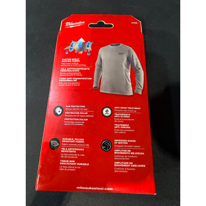 Milwaukee Men’s Large Gray WorkSkin Long Sleeve Performance Shirt New 415G-L Lightweight Workwear