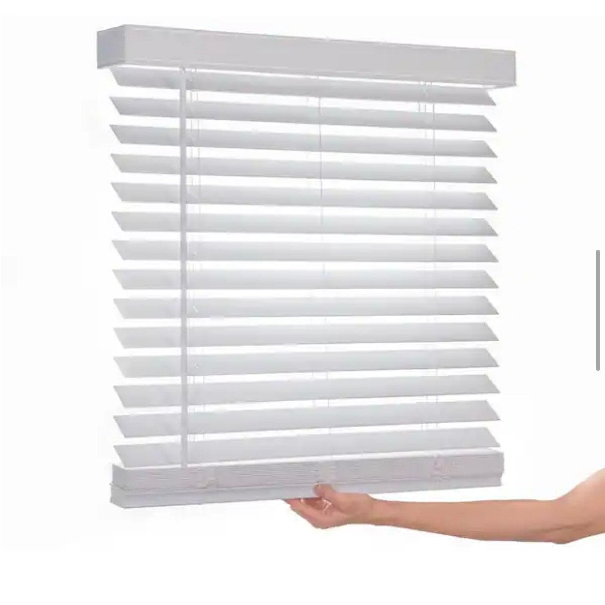 Home Decorators 72 x 64 White Cordless Faux Wood Blinds New 2 in Slats
