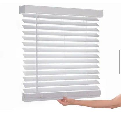Home Decorators 72 x 64 White Cordless Faux Wood Blinds New 2 in Slats