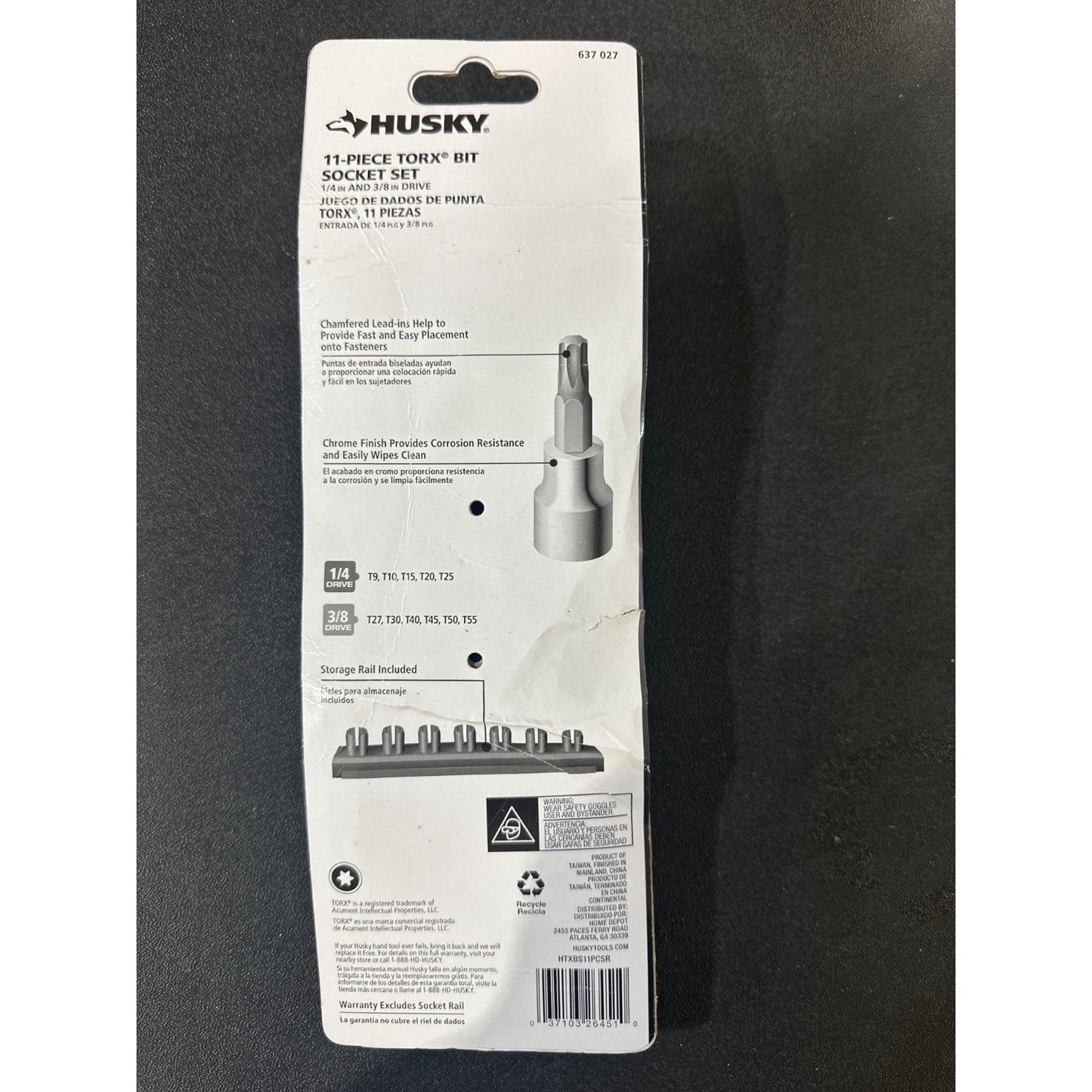 Husky 11-Piece Torx Bit Socket Set 1/4 & 3/8 Inch Drive Chrome Finish Durable