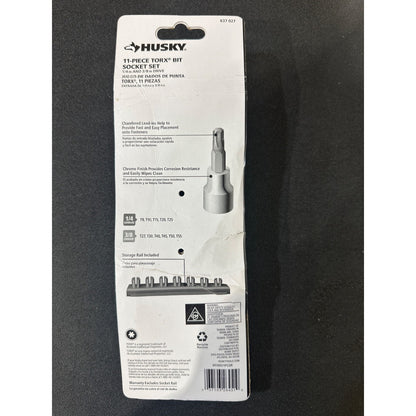 Husky 11-Piece Torx Bit Socket Set 1/4 & 3/8 Inch Drive Chrome Finish Durable