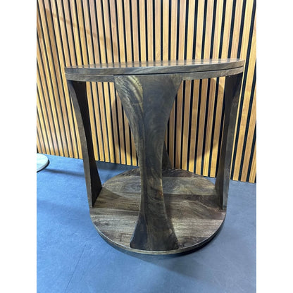 Crestview Collection Bowtie Round End Table in Brown Mango Wood
