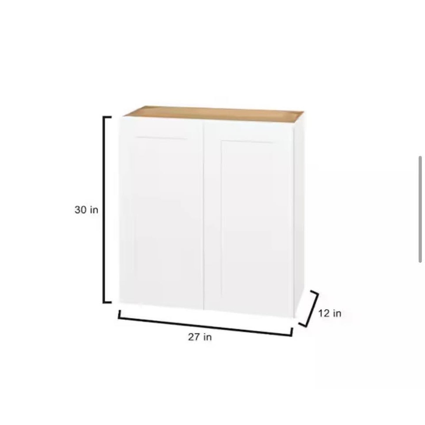 Hampton Bay 27 in. W x 12 in. D x 30 in. H Ready to Assemble Plywood Shaker Wall Kitchen Cabinet