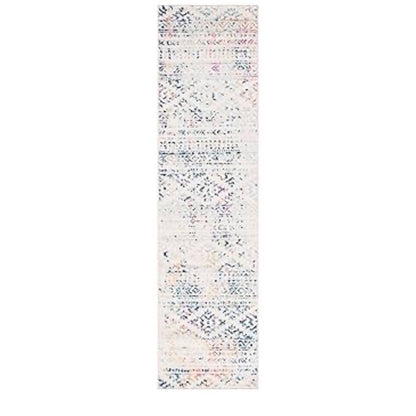 Runner Rug 2 x 8 Ivory & Blue Boho Style