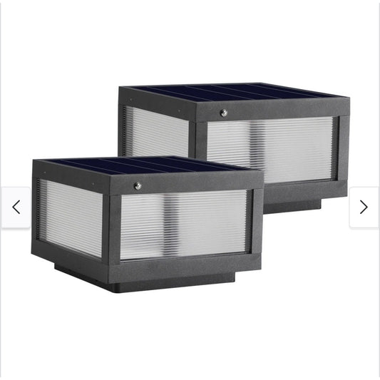 Modern Black Waterproof Dusk to Dawn LED Solar Outdoor Post Lamp