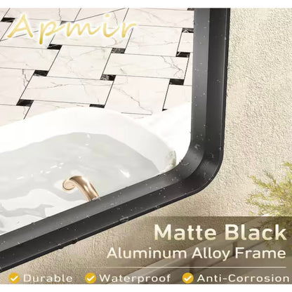 Apmir 44 x 30 Matte Black Bathroom Vanity Mirror Wall Mirror New